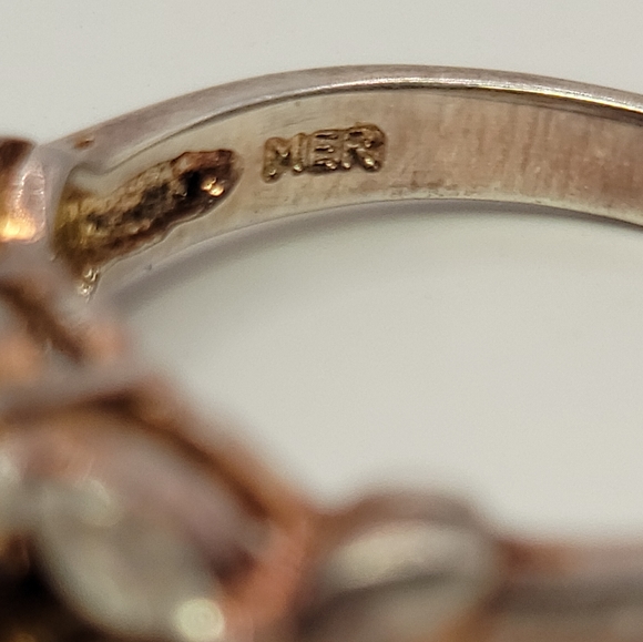 Sterling Silver Blue Topaz gemstone CZ Ring - Picture 3 of 4